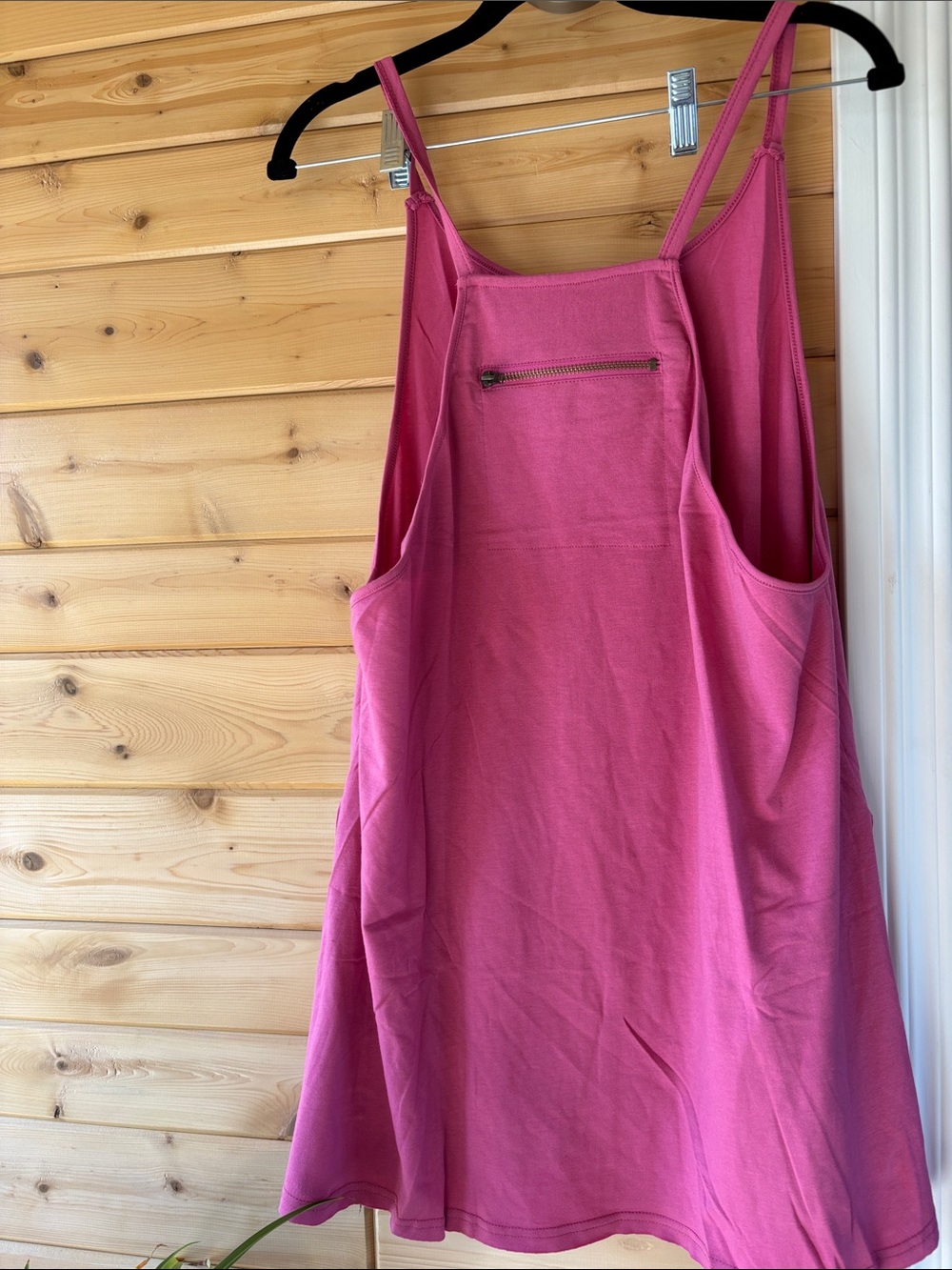 Pink Sleeveless Pinafore Dress with Front Zip Pocket